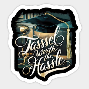 Graduation "Tassel Worth Hassle", Retro Design Sticker